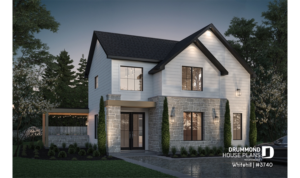 front - BASE MODEL - Two-story Classic style home, open area and games room on the ground floor, 3 bedrooms - Whitehill