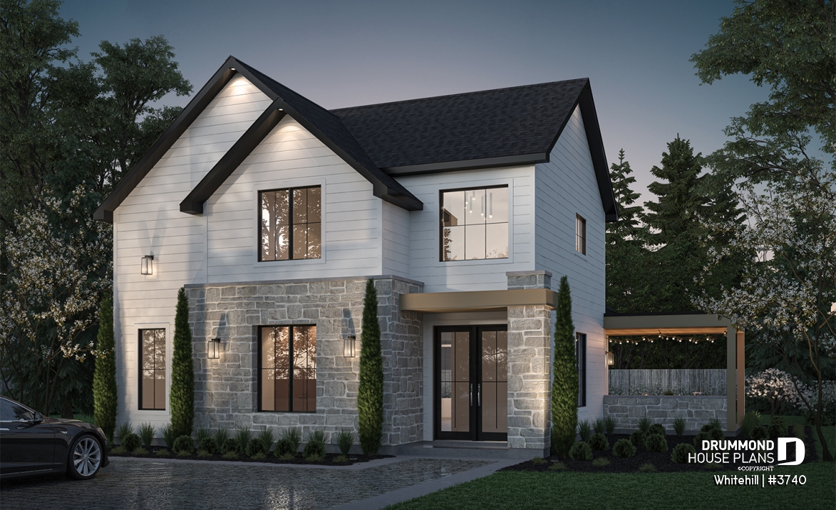 front - BASE MODEL - Two-story Classic style home, open area and games room on the ground floor, 3 bedrooms - Whitehill