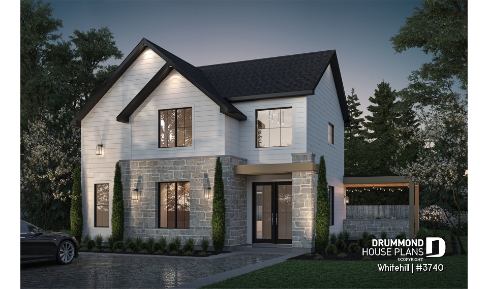 front - BASE MODEL - Two-story Classic style home, open area and games room on the ground floor, 3 bedrooms - Whitehill