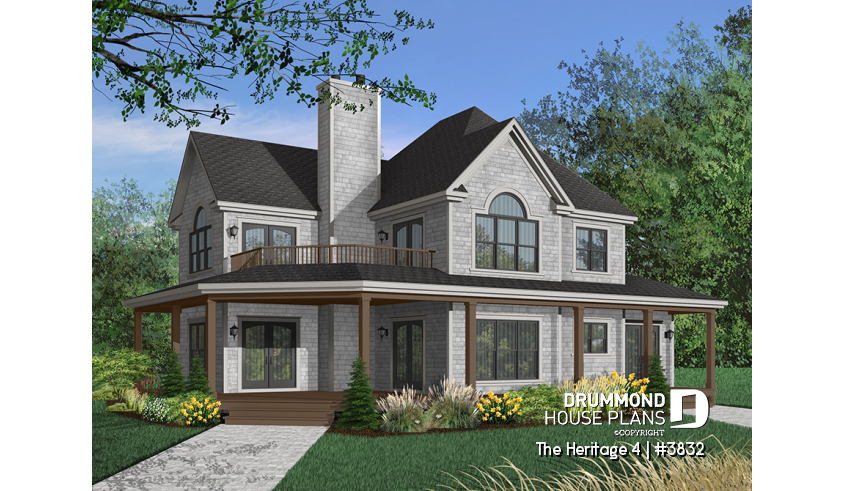 Color version 2 - Front of house plan 3832 Color version 2 - Front - The Heritage 4