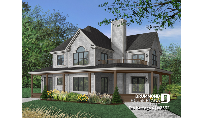 Color version 2 - Front of house plan 3832 Color version 2 - Front - The Heritage 4