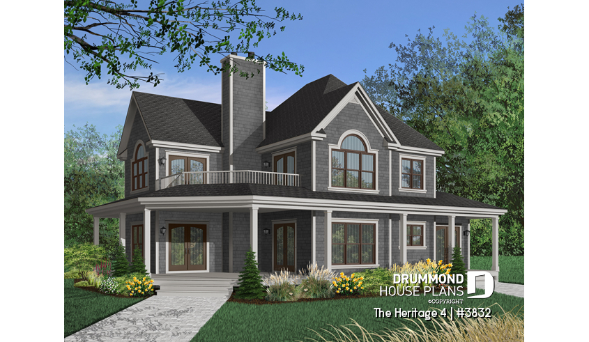 Color version 3 - Front of house plan 3832 Color version 3 - Front - The Heritage 4