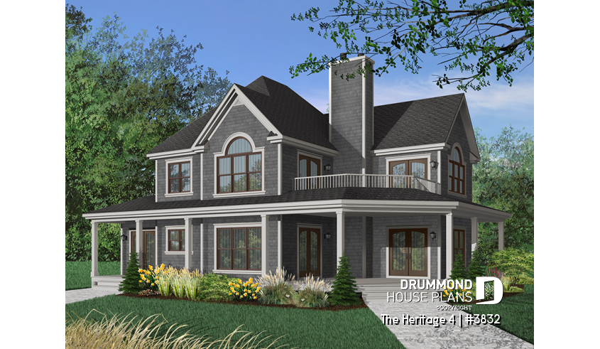 Color version 3 - Front of house plan 3832 Color version 3 - Front - The Heritage 4