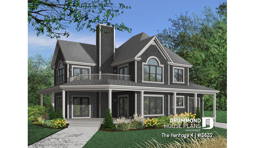 Color version 6 - Front of house plan 3832 Color version 6 - Front - The Heritage 4