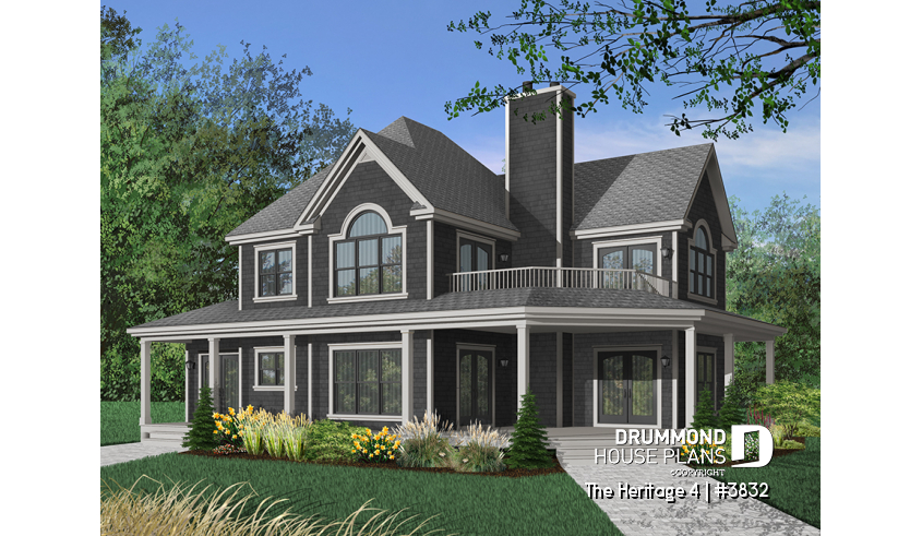 Color version 6 - Front of house plan 3832 Color version 6 - Front - The Heritage 4