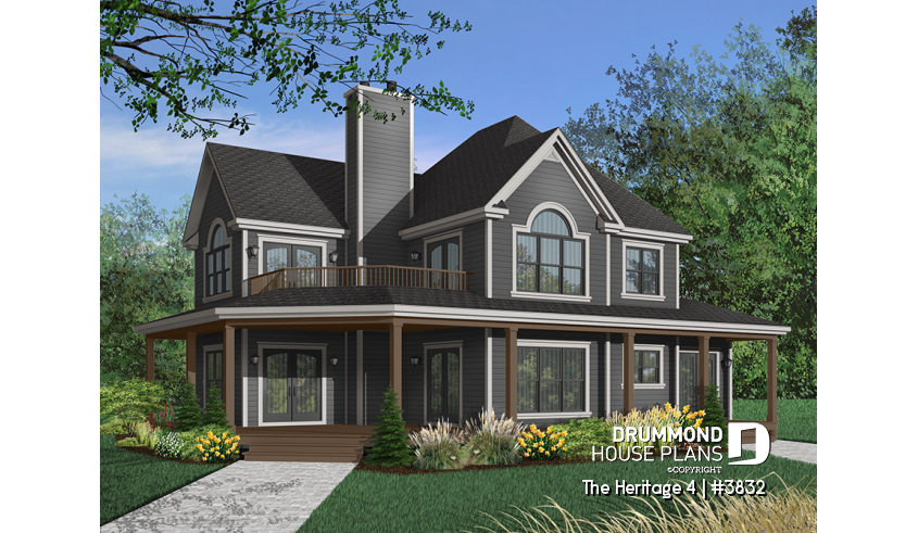 Color version 7 - Front of house plan 3832 Color version 7 - Front - The Heritage 4