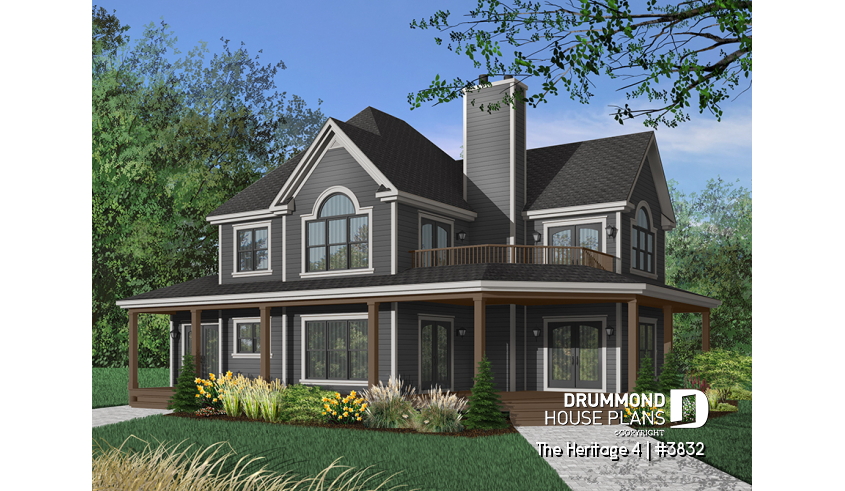 Color version 7 - Front of house plan 3832 Color version 7 - Front - The Heritage 4