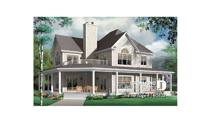 front - BASE MODEL of house plan 3832 front - BASE MODEL - The Heritage 4