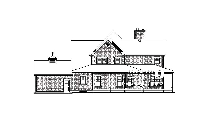 rear elevation of house plan 3832 rear elevation - The Heritage 4