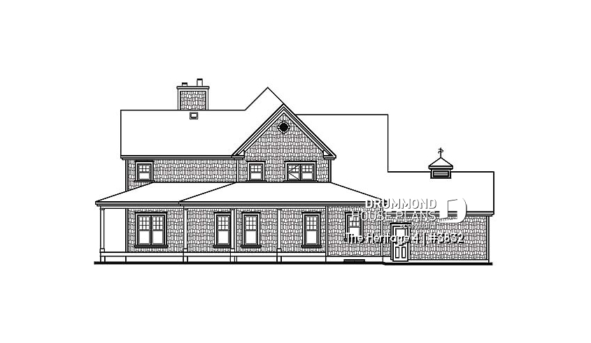 rear elevation of house plan 3832 rear elevation - The Heritage 4