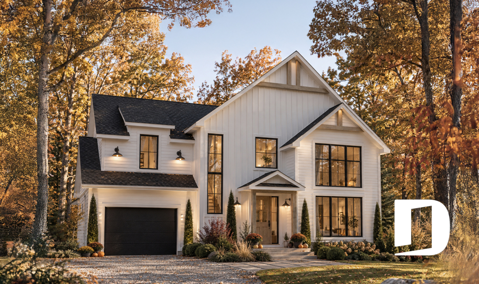 front - BASE MODEL - Farmhouse home plan with a versatile layout offering 3 to 6 bedrooms, optional finished basement and a covered - Strom 2