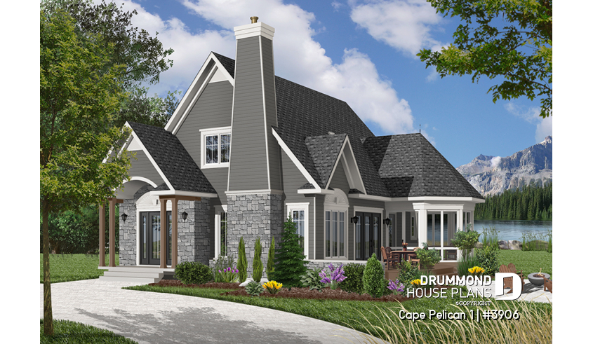 Color version 3 - Front of house plan 3906 Color version 3 - Front - Cape Pelican 1