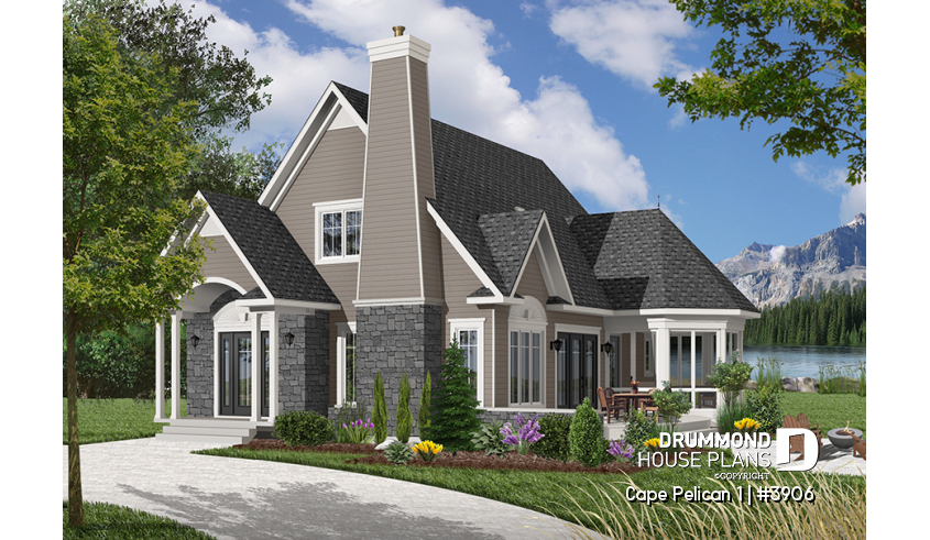 Color version 7 - Front of house plan 3906 Color version 7 - Front - Cape Pelican 1