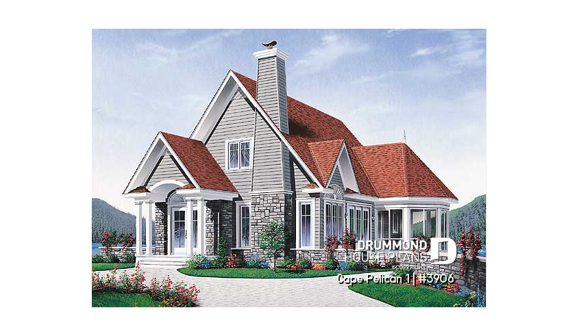 front - BASE MODEL of house plan 3906 front - BASE MODEL - Cape Pelican 1