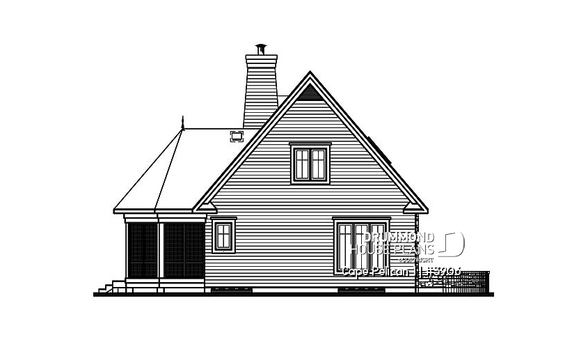 rear elevation of house plan 3906 rear elevation - Cape Pelican 1