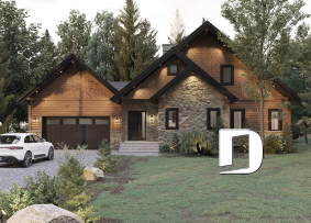 front - BASE MODEL - Ski chalet style home plan with cathedral ceiling and mountain or lake view - The Wynstone 2
