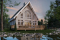 Rear view - BASE MODEL - A-Frame cabin house plan with 3 beds, 2 baths, mezzanine and open floor plan layout - The Skylark