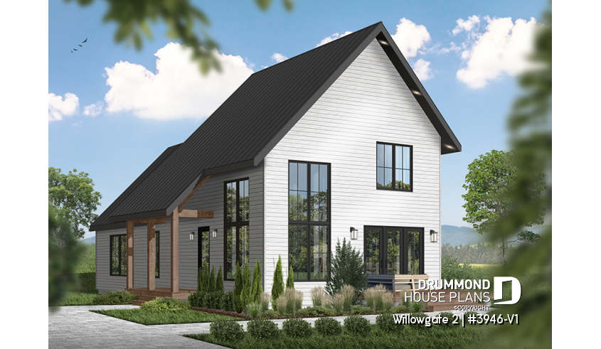 Color version 1 - Front of house plan 3946-V1 Color version 1 - Front - Willowgate 2