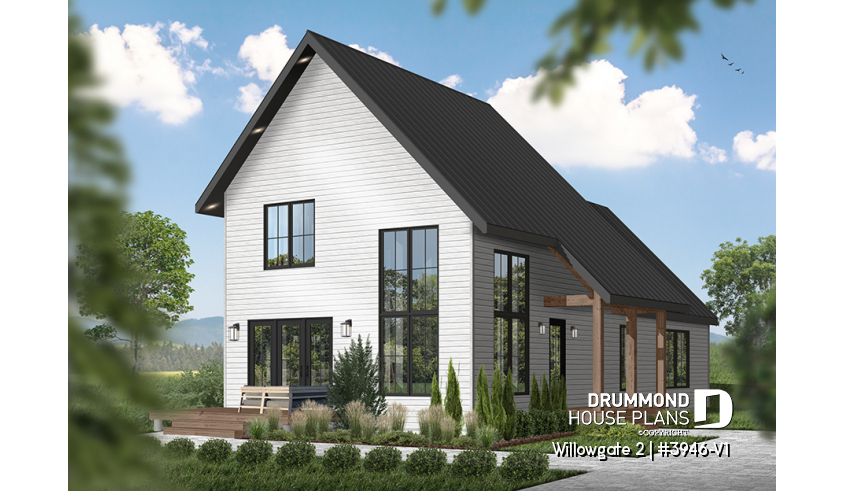 Color version 1 - Front of house plan 3946-V1 Color version 1 - Front - Willowgate 2