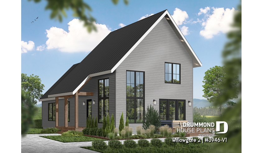Color version 2 - Front of house plan 3946-V1 Color version 2 - Front - Willowgate 2