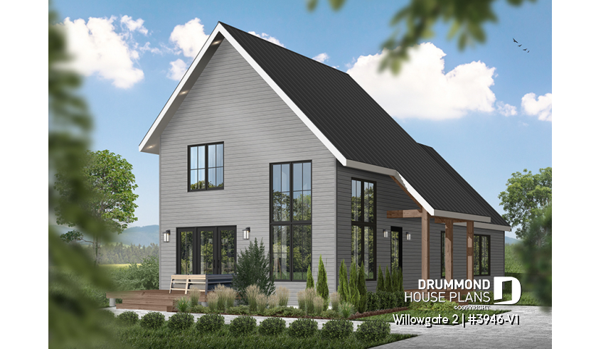 Color version 2 - Front of house plan 3946-V1 Color version 2 - Front - Willowgate 2