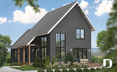 front - BASE MODEL - Modern Scandinavian Cottage Home Plan, 3 Beds, Master Suite on Main Floor, Lots of Natural Light, Mezzanine - Willowgate 2