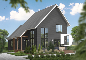 front - BASE MODEL - Modern Scandinavian Cottage Home Plan, 3 Beds, Master Suite on Main Floor, Lots of Natural Light, Mezzanine - Willowgate 2