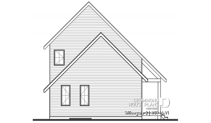 rear elevation of house plan 3946-V1 rear elevation - Willowgate 2