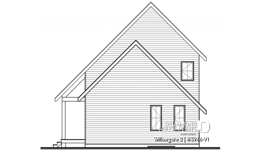 rear elevation of house plan 3946-V1 rear elevation - Willowgate 2