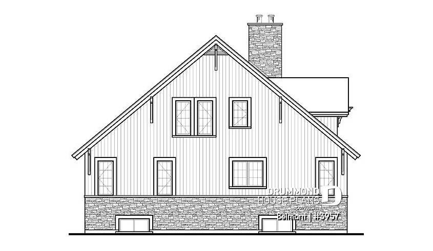front elevation of house plan 3957 front elevation - Belmont