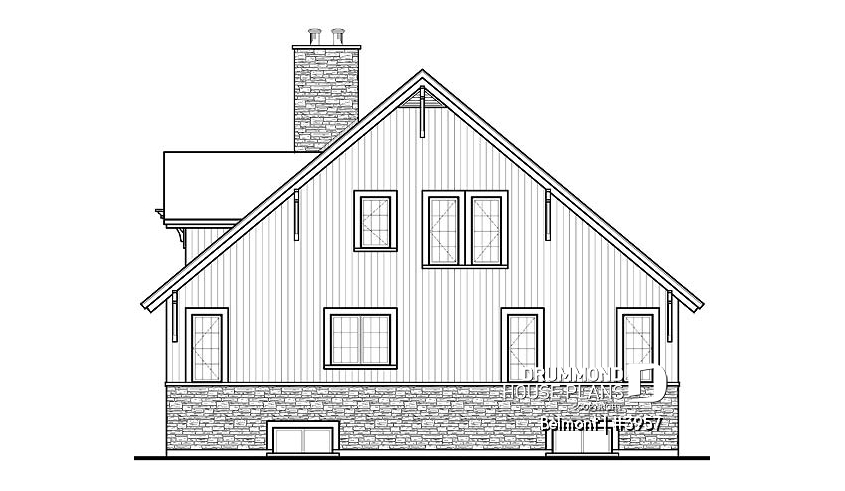 front elevation of house plan 3957 front elevation - Belmont