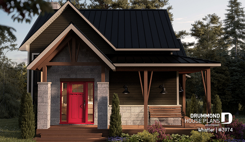 front - BASE MODEL - House plan with loft bedroom (total of 3 beds), open floor plan, fireplace and more - Whistler