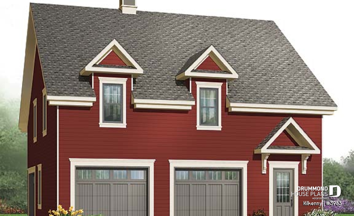 front - BASE MODEL - Large 3-car garage with workshop, half bath and unfinished bonus room on second floor - Kilkenny