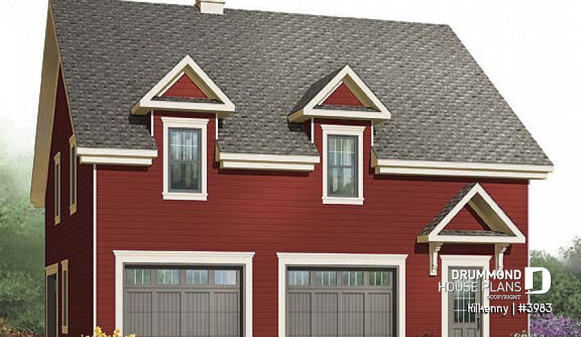 front - BASE MODEL - Large 3-car garage with workshop, half bath and unfinished bonus room on second floor - Kilkenny