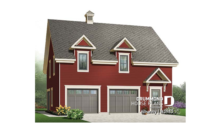 front - BASE MODEL - Large 3-car garage with workshop, half bath and unfinished bonus room on second floor - Kilkenny