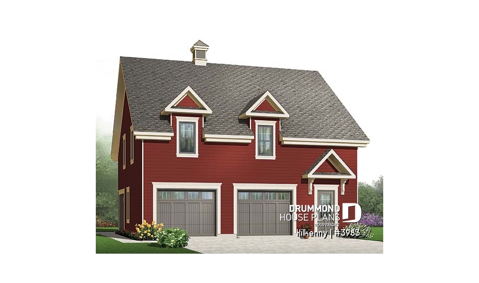 front - BASE MODEL - Large 3-car garage with workshop, half bath and unfinished bonus room on second floor - Kilkenny