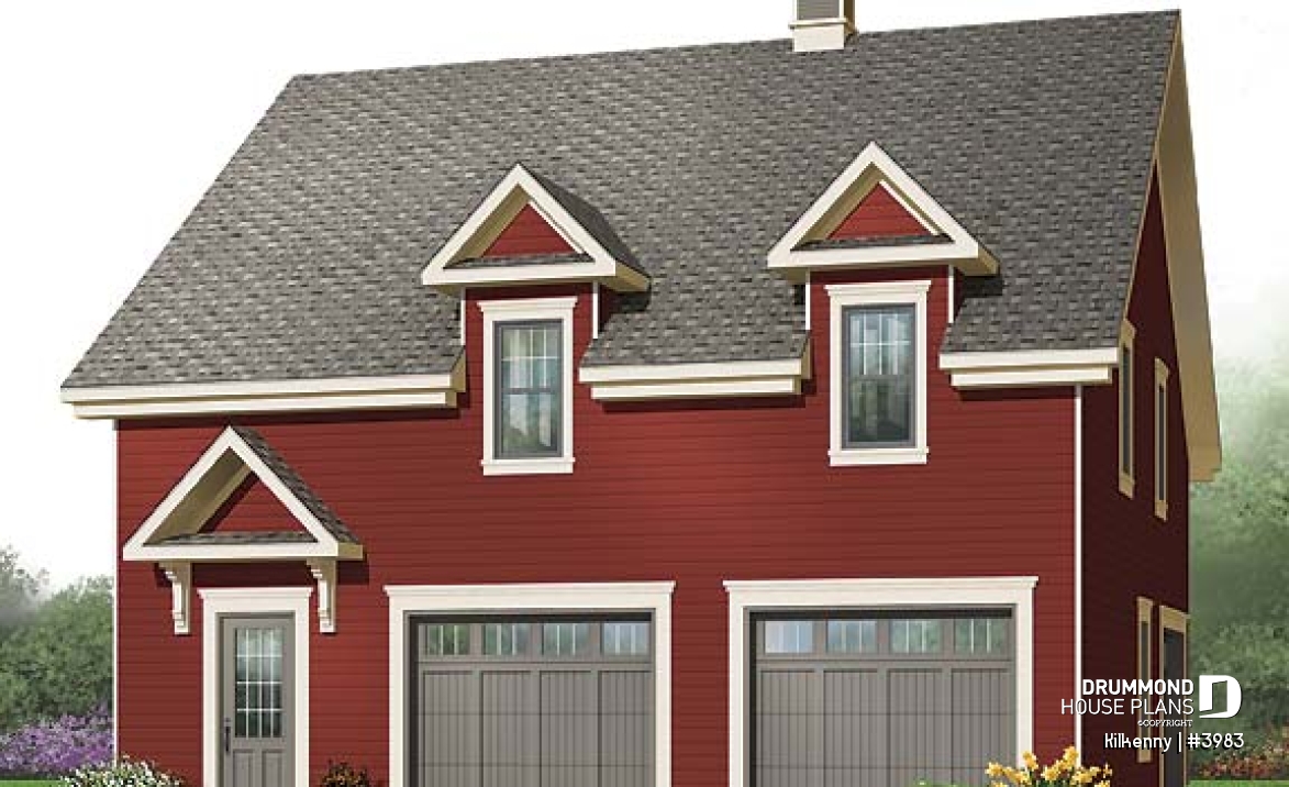 front - BASE MODEL - Large 3-car garage with workshop, half bath and unfinished bonus room on second floor - Kilkenny