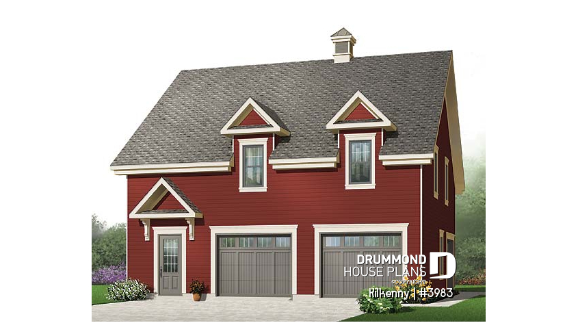 front - BASE MODEL - Large 3-car garage with workshop, half bath and unfinished bonus room on second floor - Kilkenny