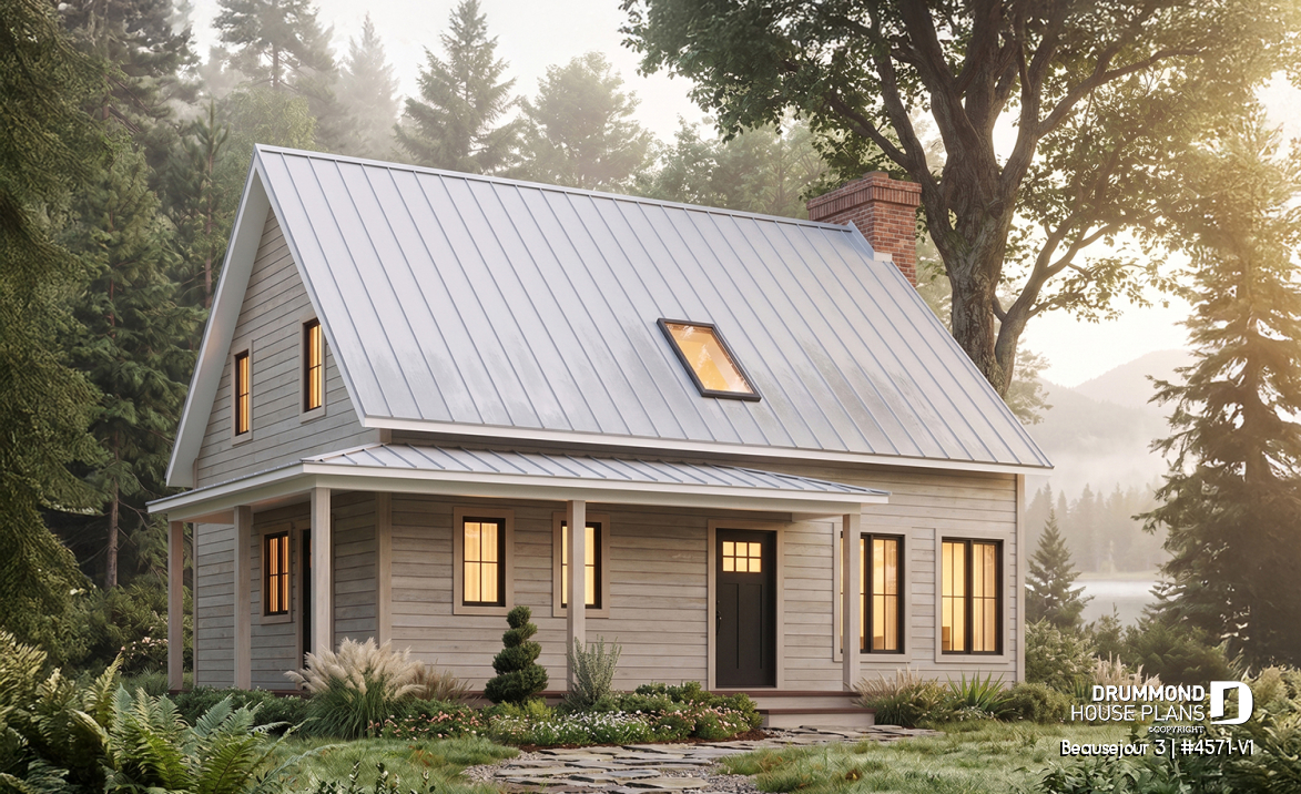 front - BASE MODEL - Country cottage, 3 bedrooms, large kitchen  island, planning desk, pantry, outdoor kitchen, large covered deck - Beausejour 3