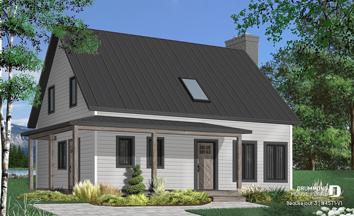 front - BASE MODEL - Country cottage, 3 bedrooms, large kitchen  island, planning desk, pantry, outdoor kitchen, large covered deck - Beausejour 3
