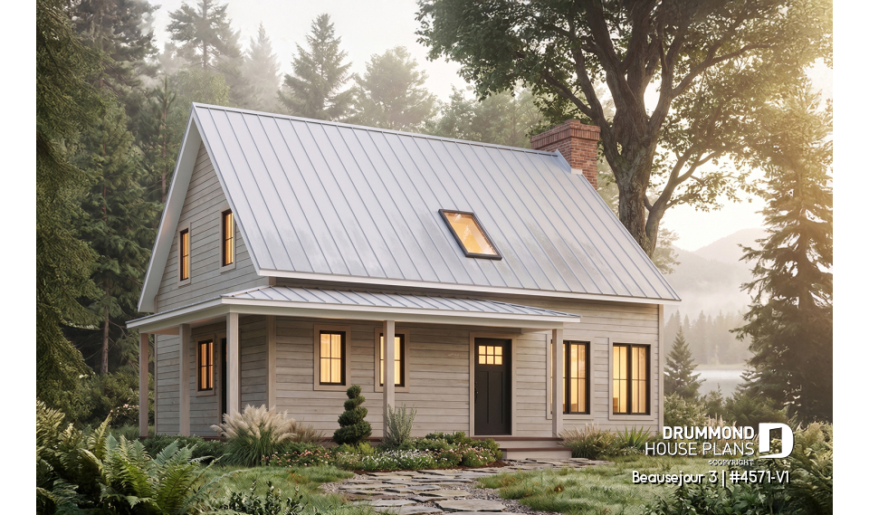 front - BASE MODEL - Country cottage, 3 bedrooms, large kitchen  island, planning desk, pantry, outdoor kitchen, large covered deck - Beausejour 3