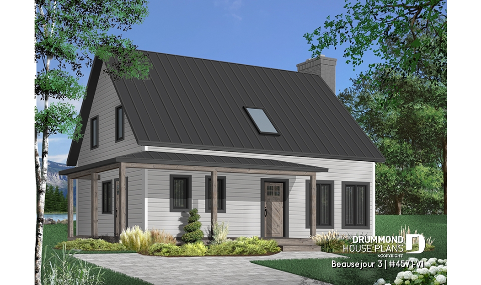 front - BASE MODEL - Country cottage, 3 bedrooms, large kitchen  island, planning desk, pantry, outdoor kitchen, large covered deck - Beausejour 3