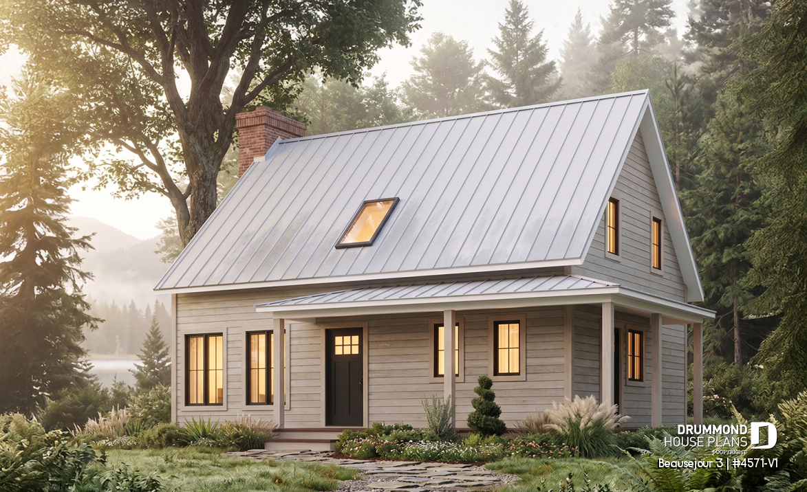 front - BASE MODEL - Country cottage, 3 bedrooms, large kitchen  island, planning desk, pantry, outdoor kitchen, large covered deck - Beausejour 3