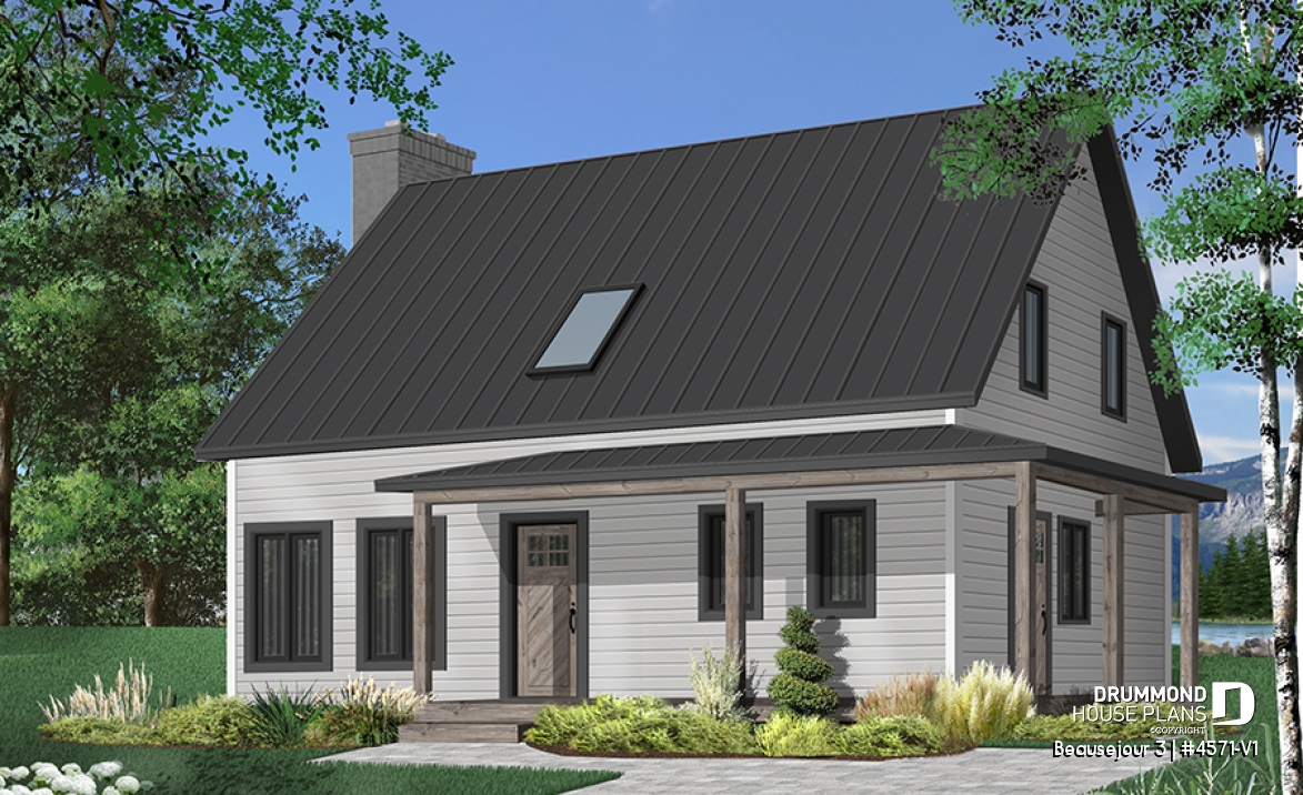 front - BASE MODEL - Country cottage, 3 bedrooms, large kitchen  island, planning desk, pantry, outdoor kitchen, large covered deck - Beausejour 3