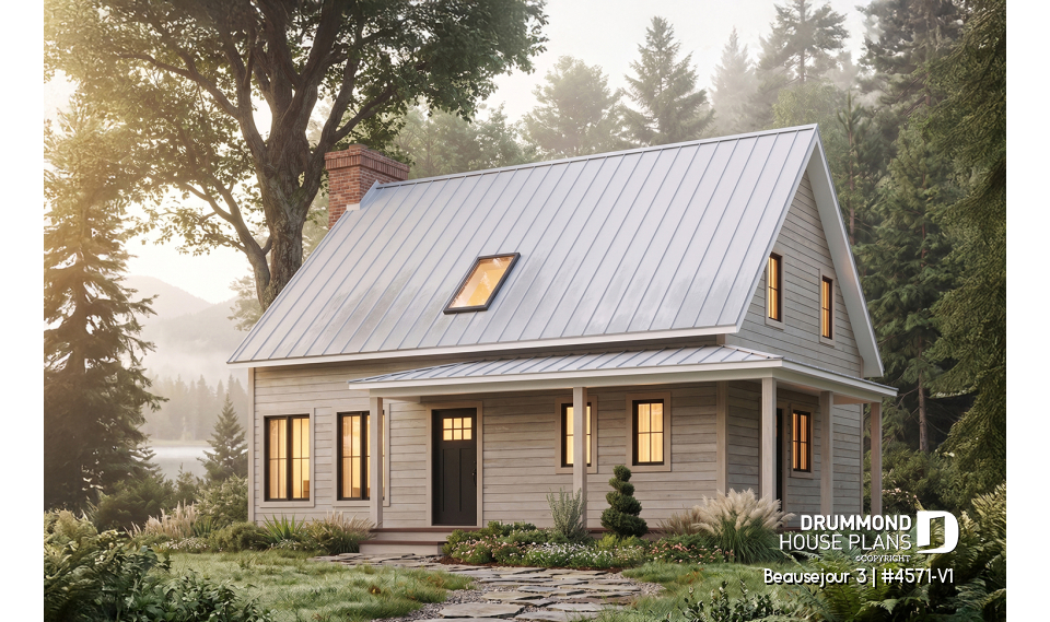 front - BASE MODEL - Country cottage, 3 bedrooms, large kitchen  island, planning desk, pantry, outdoor kitchen, large covered deck - Beausejour 3