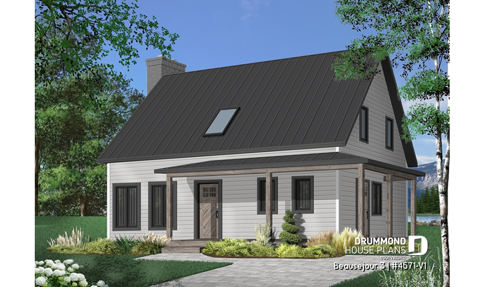 front - BASE MODEL - Country cottage, 3 bedrooms, large kitchen  island, planning desk, pantry, outdoor kitchen, large covered deck - Beausejour 3