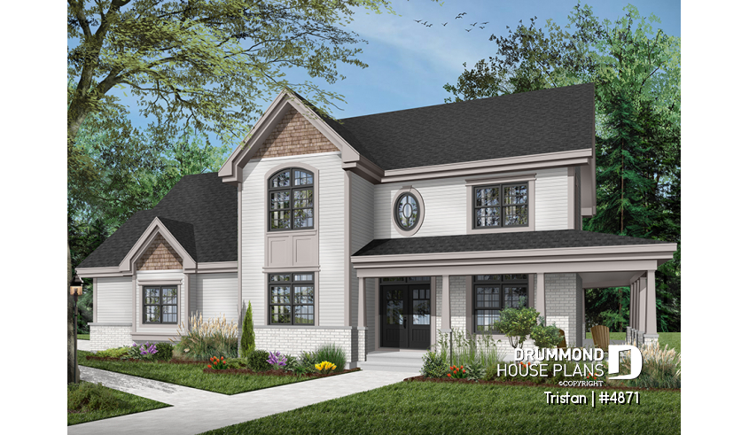 Color version 1 - Front of house plan 4871 Color version 1 - Front - Tristan