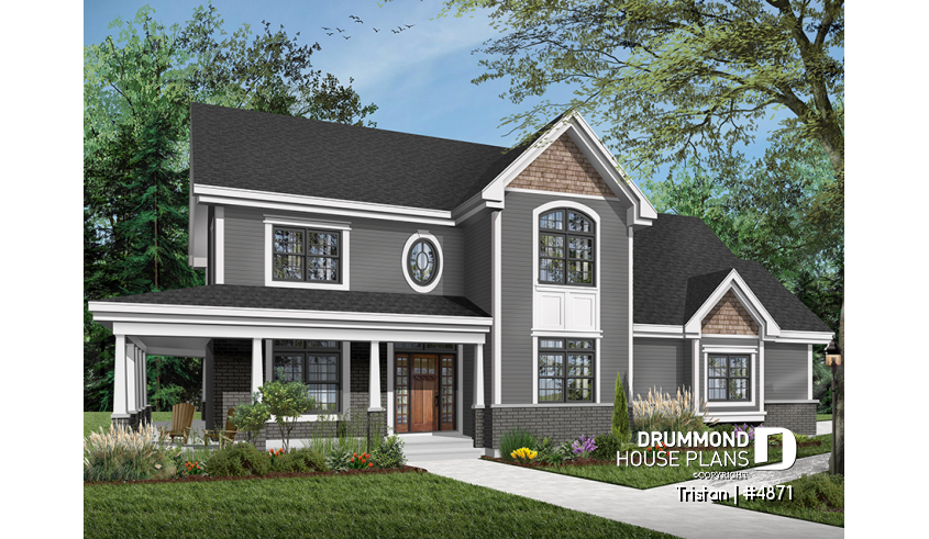 Color version 6 - Front of house plan 4871 Color version 6 - Front - Tristan
