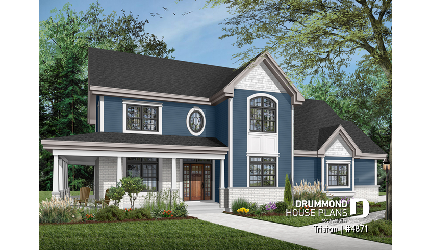 Color version 7 - Front of house plan 4871 Color version 7 - Front - Tristan