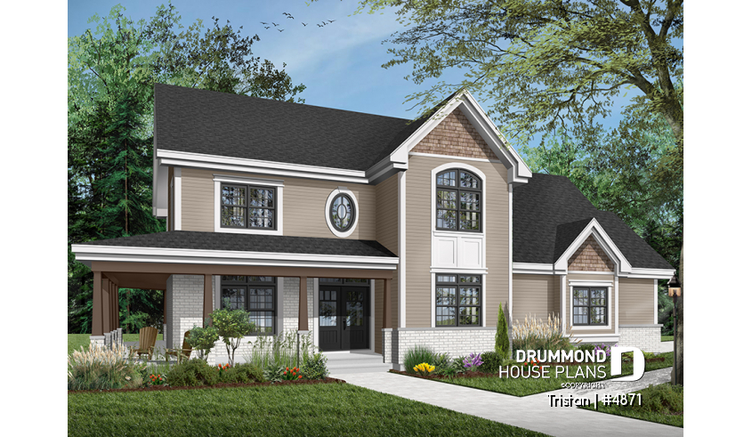 Color version 8 - Front of house plan 4871 Color version 8 - Front - Tristan